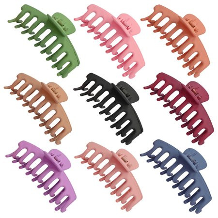 Pesonlook 9 PCS Big Hair Claw Clips 4.3 Inch Matte Plastic Hair Claw Clips Nonslip Strong Hold Large | Walmart (US)