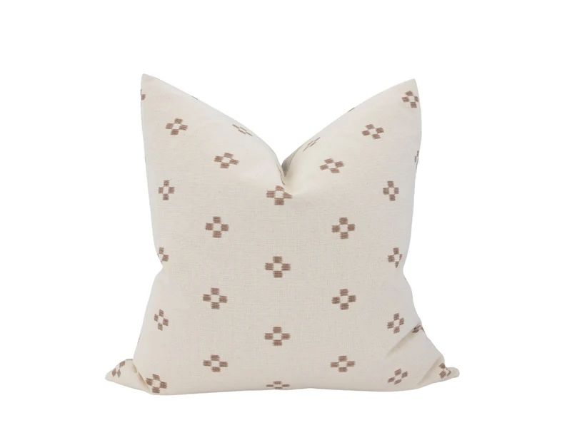 AUDREY || 22x22 20x20 Cream and Brown Batik Pillow Cover Cream and Tan Warm Neutral Dot Modern Fa... | Etsy (US)