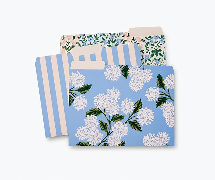 RIFLE PAPER CO. Hydrangea Assorted File Folder Set, Stay Organized with Our Stylish, Sturdy and C... | Amazon (US)