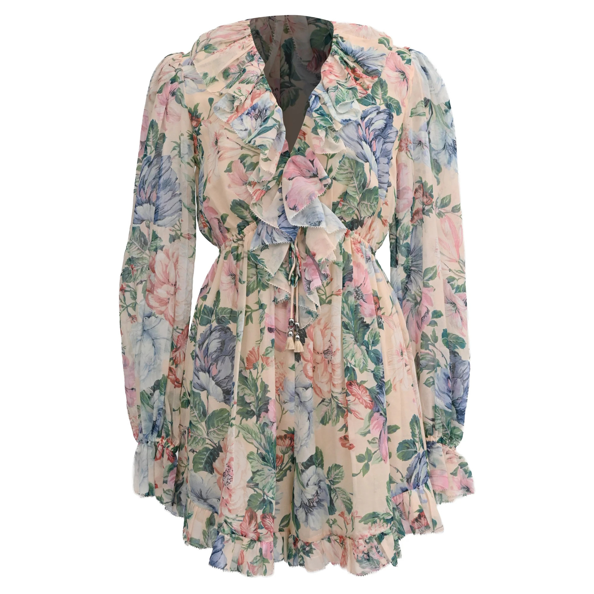 Zimmermann V-Neck Romper in Floral Print Cotton | Shop Simon