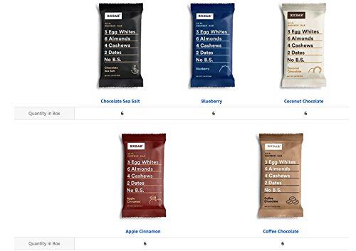 RXBAR Whole Food Protein Bar, Whole30 Compliant Variety Pack, 3 Flavors (30 Bars) | Amazon (US)