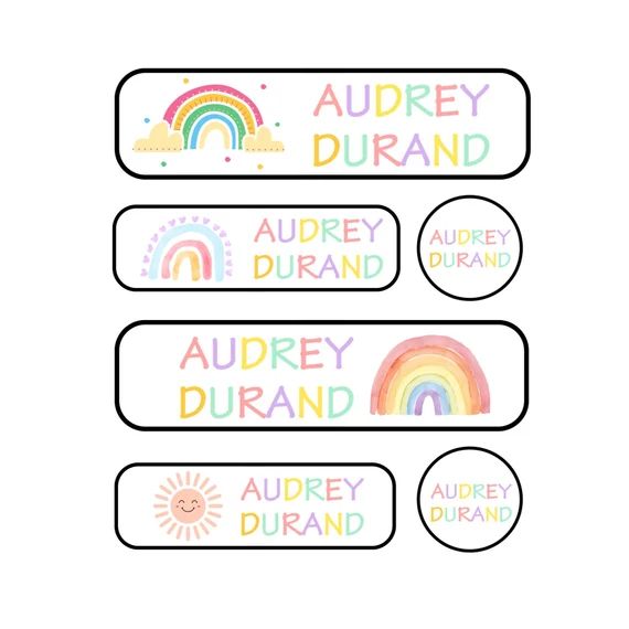 Rainbow Name Labels  School Supply Stickers  Waterproof - Etsy | Etsy (US)
