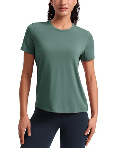 CRZ YOGA Quick Dry Workout Tops for Women Hip Length - Athletic Running Gym Yoga Short Sleeve Shi... | Amazon (US)
