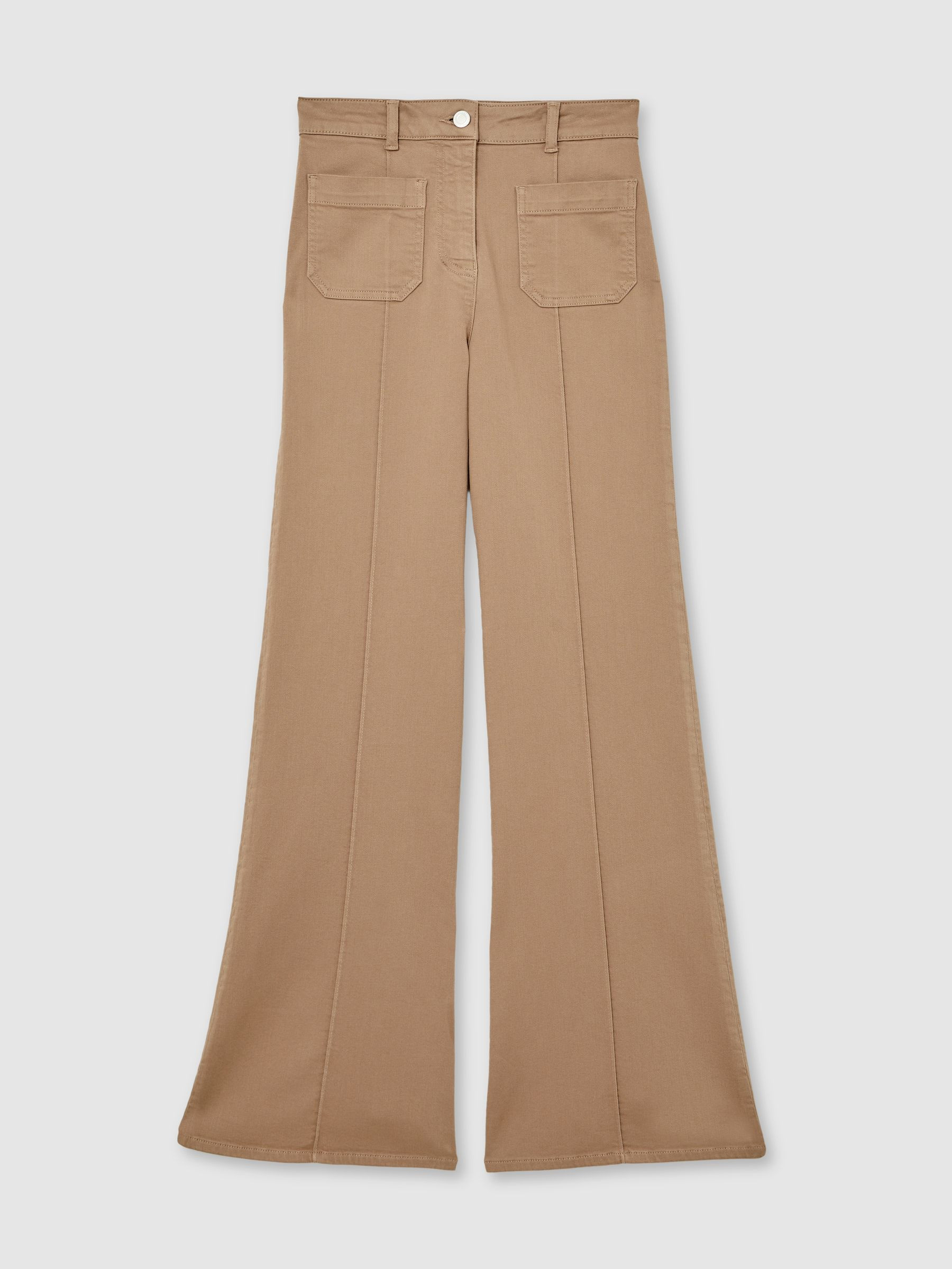 Patch-Pocket Flared Jeans in Taupe Neutral | Reiss UK