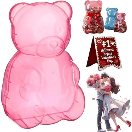 16in Giant Gummy Bear Container - Clear Bear-Shaped Plastic Gift Box for Valentine’s Day - Reusable Large Candy Holder for Party Favors & Storage - Jumbo Bear Jar Centerpiece for Home & Events | Walmart (US)