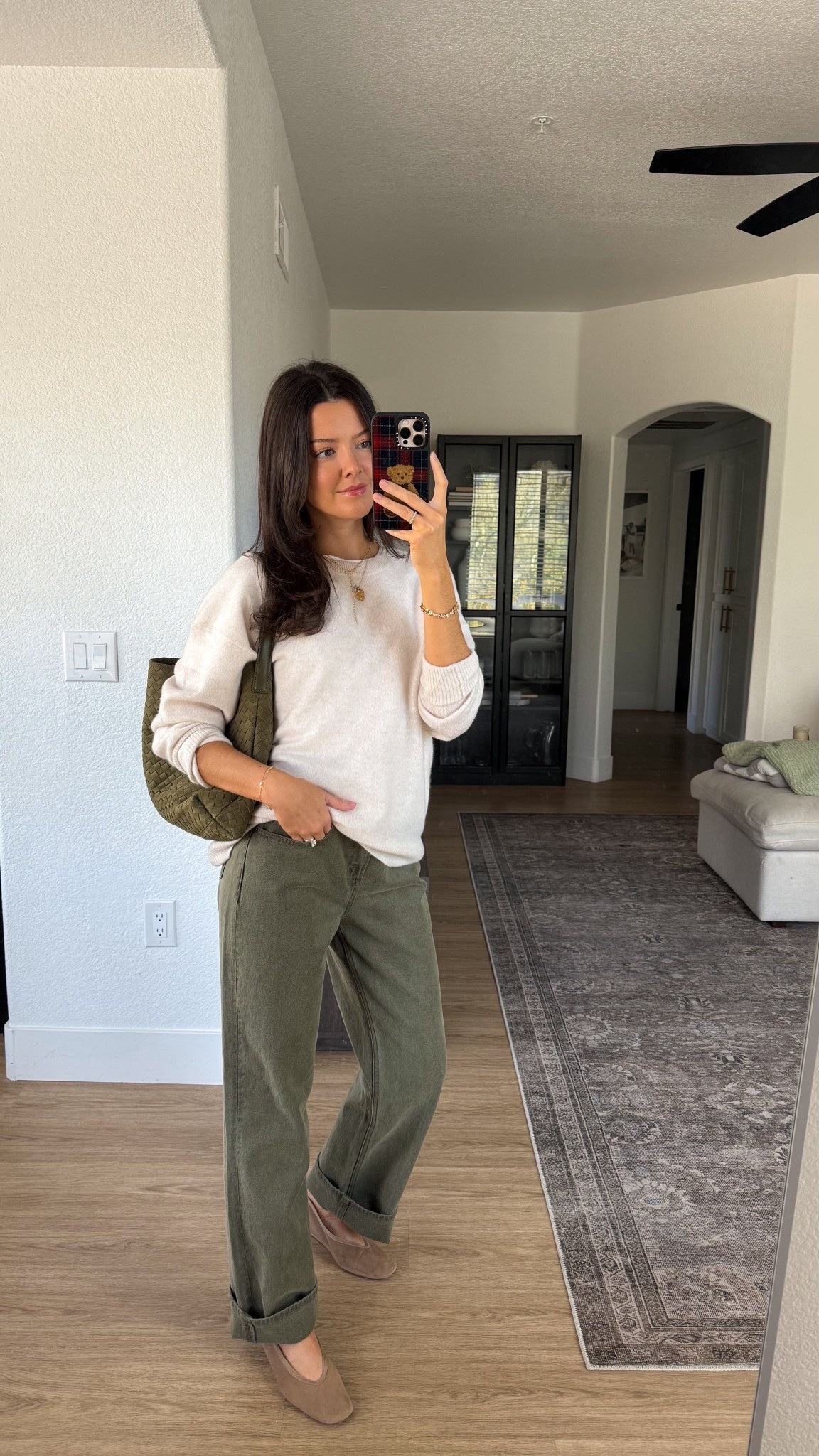 Casual outfit of the day! I’m 5’7” wearing small in the tshirt and crew neck sweater, and true size 25 curve love in the jeans (reg length) 

#LTKSeasonal #LTKFindsUnder100 #LTKootd