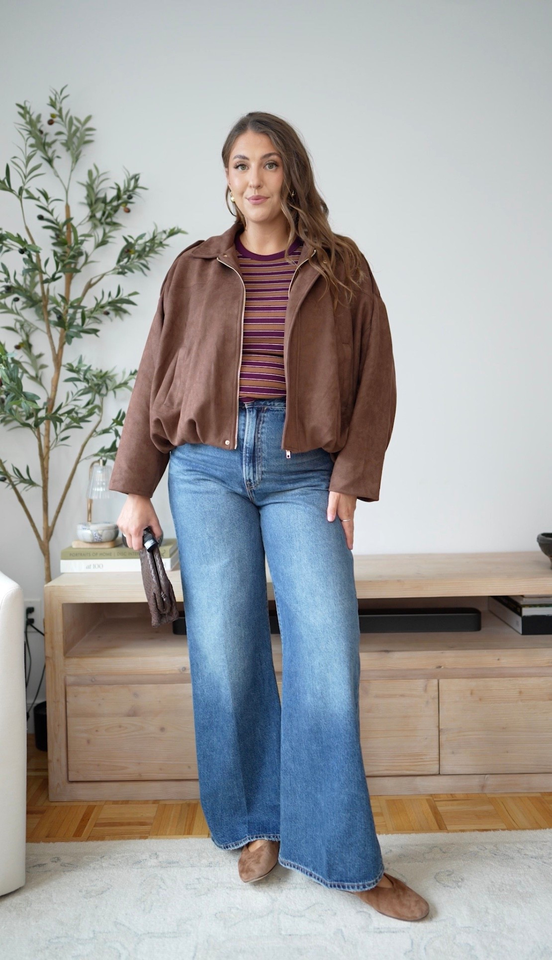 Chocolate brown is having a major moment for fall 🤎 This suede jacket paired with a striped tee and wide leg denim feels effortlessly cool, elevated and wearable for everyday.

brown suede jacket, fall outfit, wide leg jeans, striped tee, chocolate brown, casual fall style, transitional fashion, denim outfit, Amazon fashion

#LTKootd #LTKSeasonal #LTKTravel