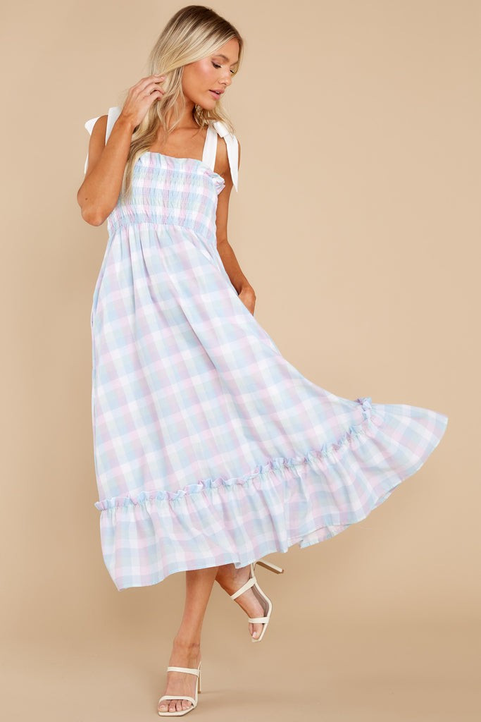 Happy Feelings Blue Plaid Midi Dress | Red Dress 