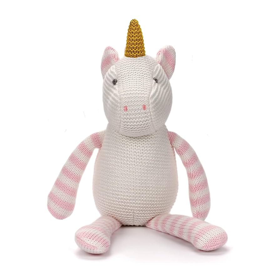 100% Organic Cotton Baby Stuffed Animal, Pink Unicorn Plush for Newborn 7.1" | Amazon (US)