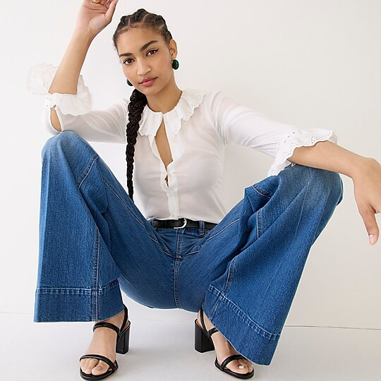 Wide-leg denim trouser in Pearl Street wash | J. Crew US