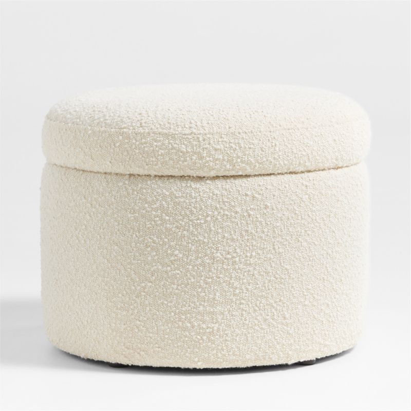 Wally Ivory Boucle Nursery Storage Ottoman + Reviews | Crate & Kids | Crate & Barrel