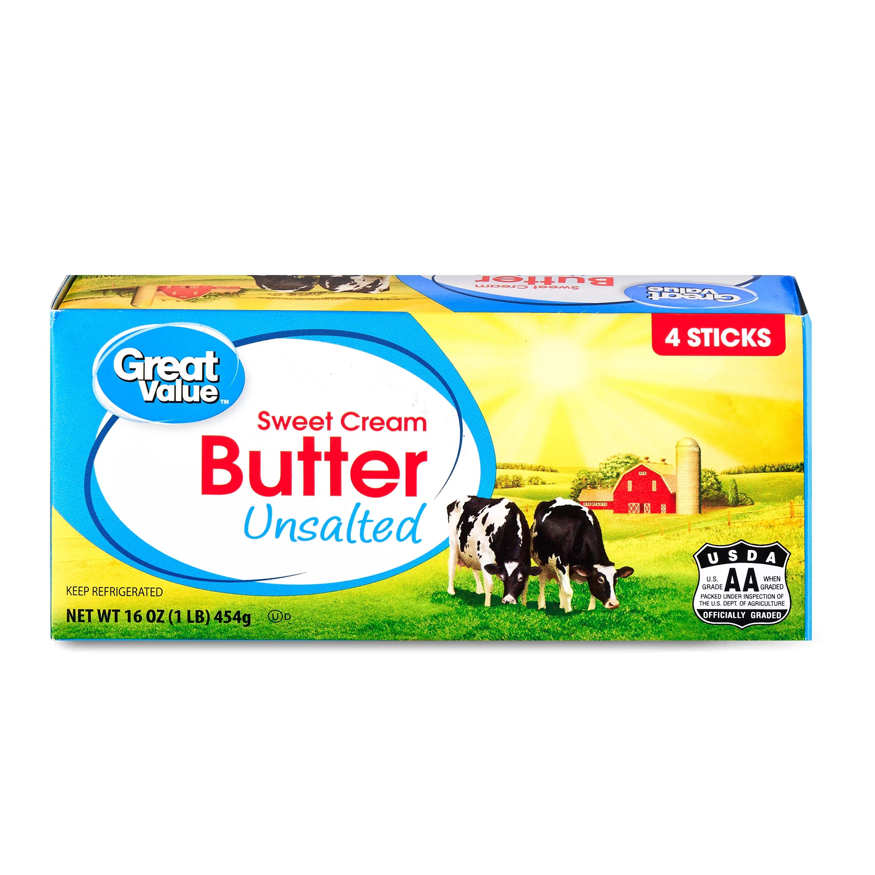 Great Value Sweet Cream Unsalted Butter, 16 oz - Walmart.com | Walmart (US)