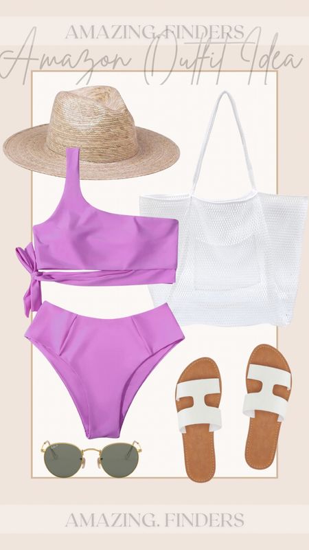 Amazon swimsuit. Amazon spring break. Amazon beach bag 
Mesh beach bag
Straw hat
Summer sandals
White sandals
Purple bikini
Swimwear
Amazon bikini
High waist bikini

#LTKstyletip #LTKtravel #LTKFind