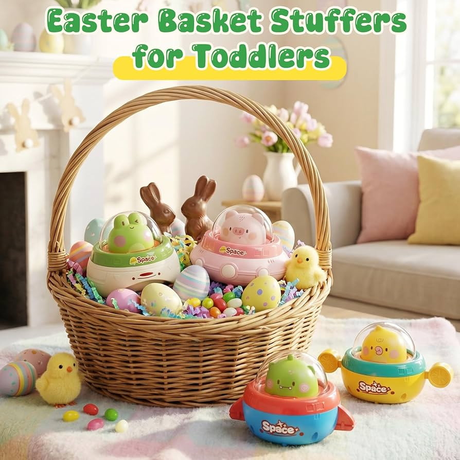 Easter Basket Stuffers 4PCS Push Car for Toddlers 1-3,Press and Go Car Toys for Ages 0-2,Baby Toy... | Amazon (US)
