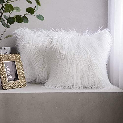 Phantoscope Pack of 2 Faux Fur Throw Pillow Covers Cushion Covers Luxury Soft Decorative Pillowca... | Amazon (US)