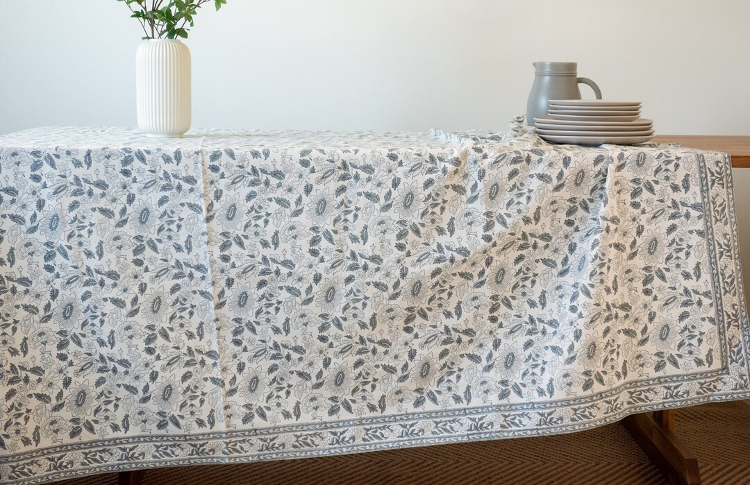 Indian Block Print Tablecloth | Floral Cotton Table Cover | Rectangle Tablecloth | Thanksgiving |... | Etsy (US)