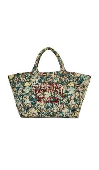 Ganni Reversible Shopper XXL Print Tote Bag in Green. | Revolve Clothing (Global)