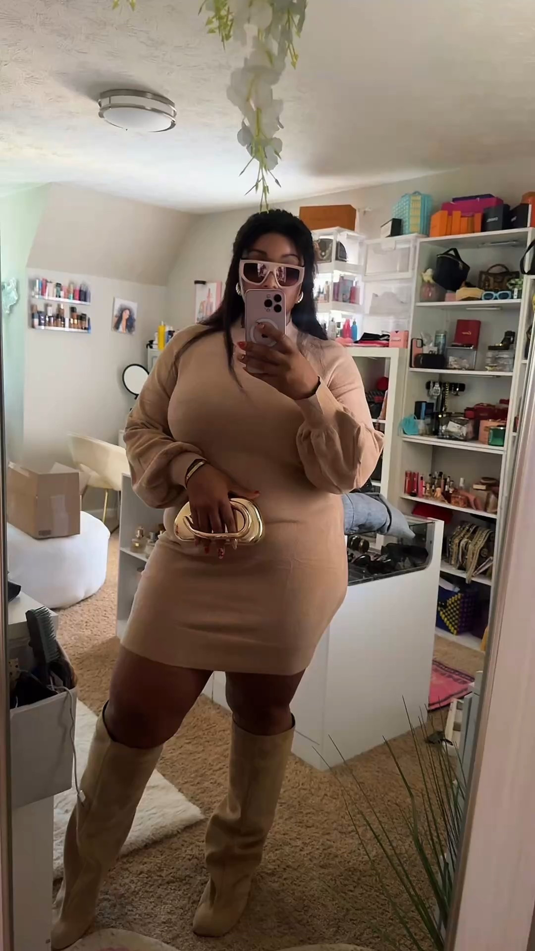 Sweater dress + boots season is HERE 😍✨ And this gold bag sets it off! Shop my full look below on my ltk 🔗

#LTKBeauty #LTKgrwm #LTKHoliday