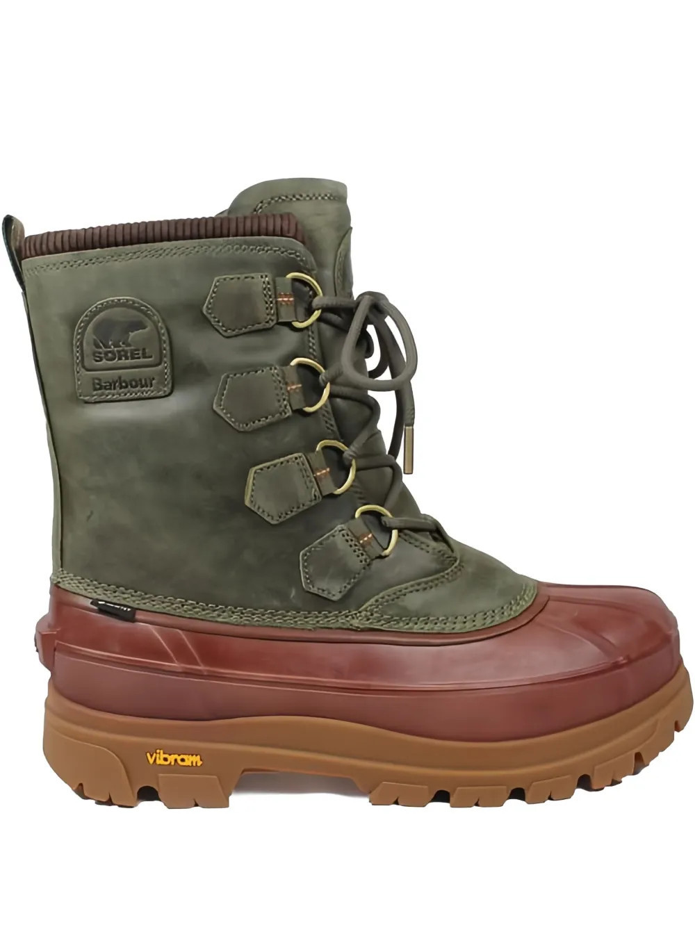 SOREL xBarbour Caribou lace-up leather boots - Green | Farfetch Global