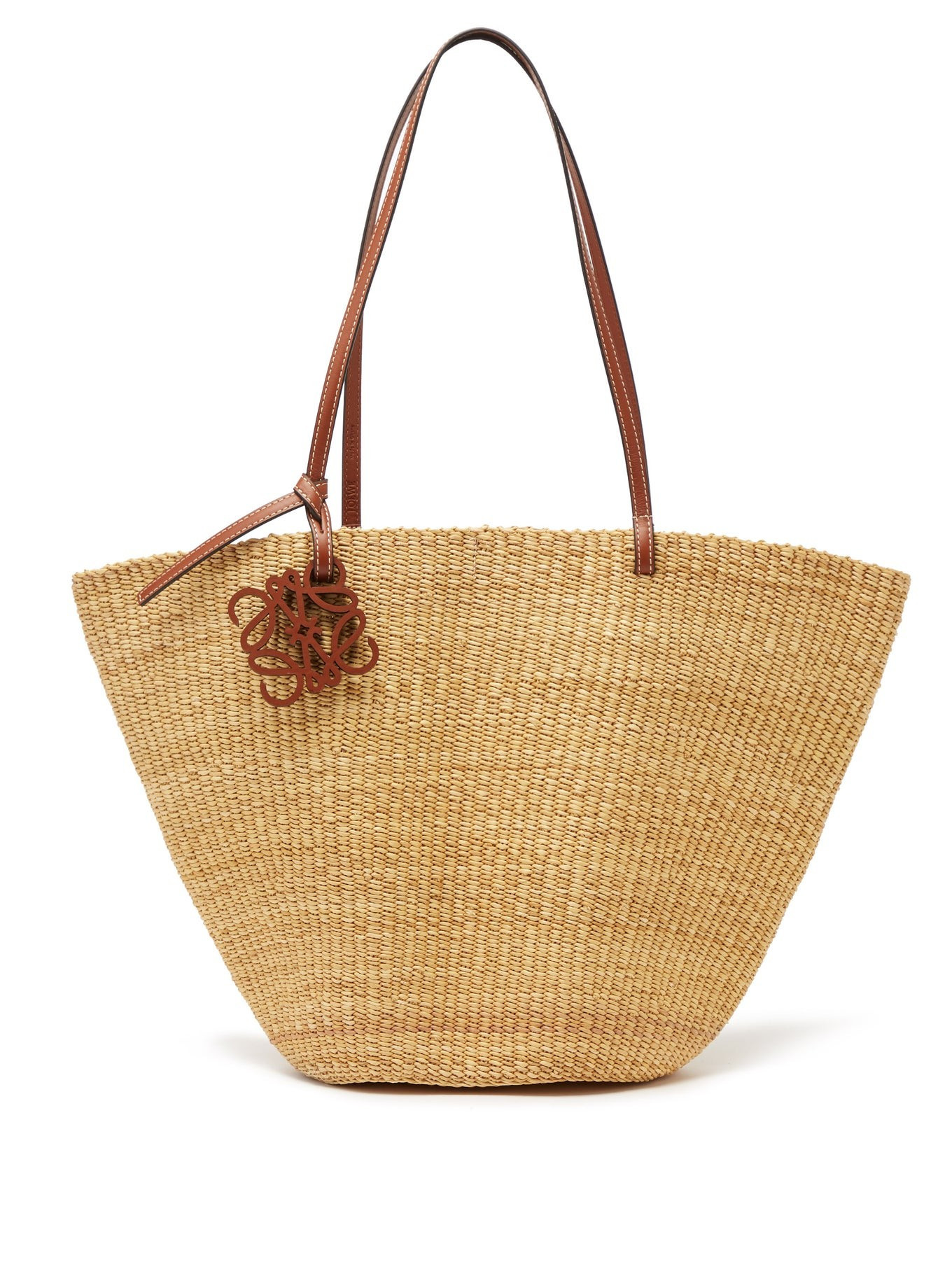 Shell leather-trim raffia basket bag | LOEWE | Matches (UK)