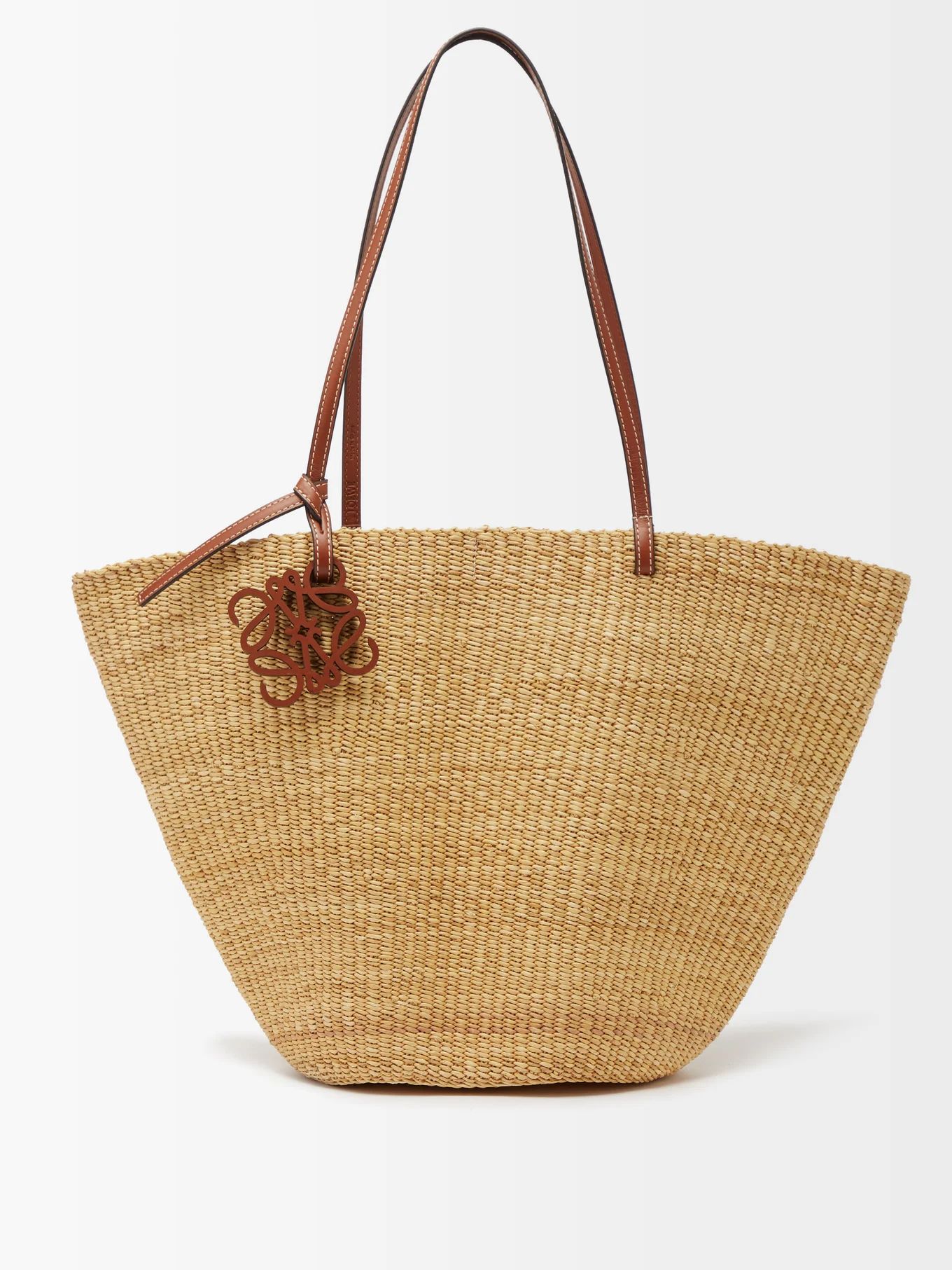 Shell leather-trim raffia basket bag | LOEWE | Matches (UK)