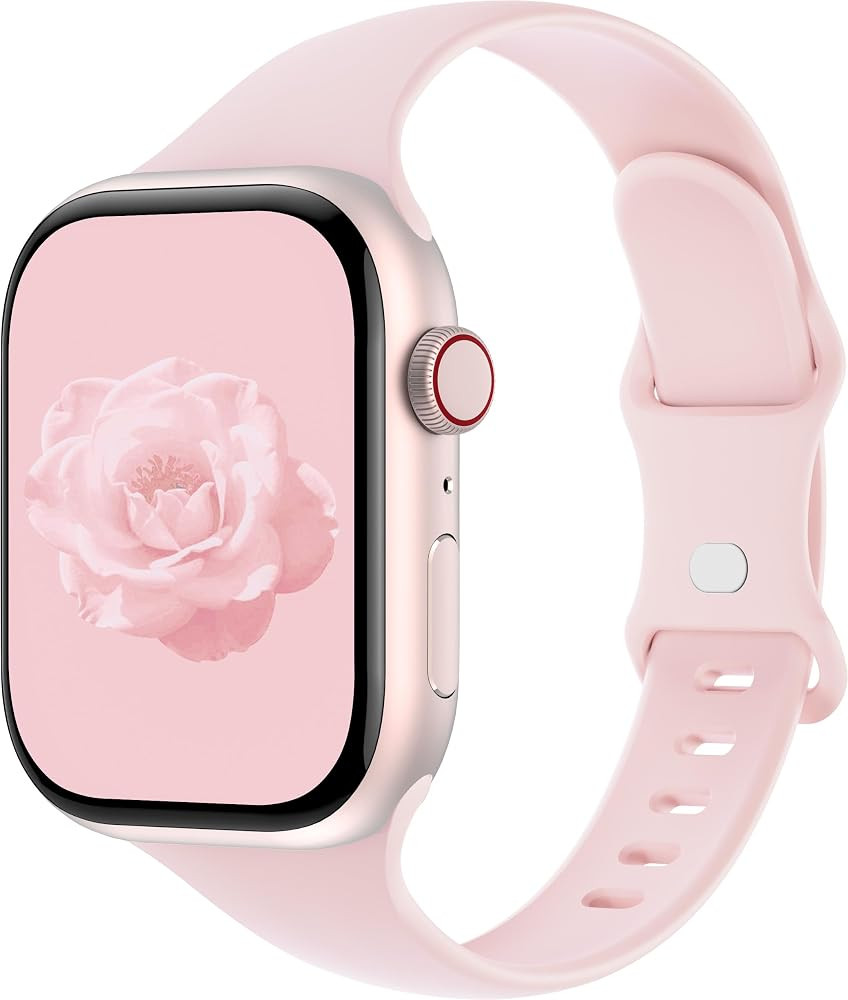 Thin Silicone Band Compatible with Apple Watch 41mm 38mm 40mm 46mm 45mm 42mm 44mm, Slim Narrow Re... | Amazon (US)