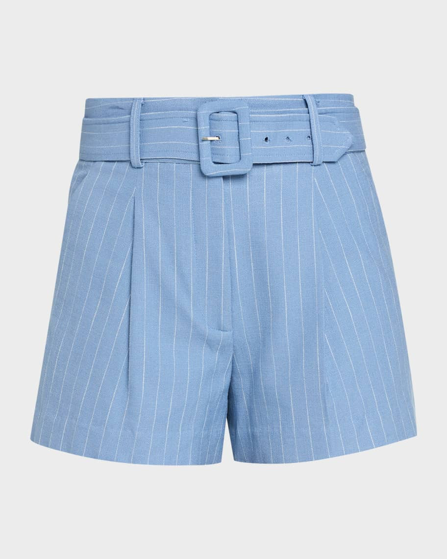 Piper Belted Pinstripe Shorts | Neiman Marcus