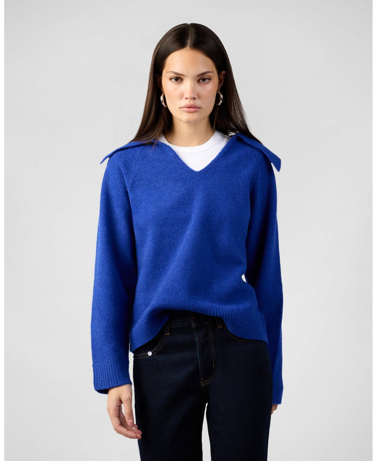 WeWoreWhat Women's Collar V Neck Sweater - Royal blue | Macy's