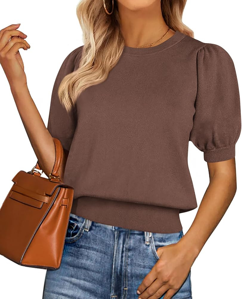 PRETTYGARDEN Womens Sweaters Spring 2026 Summer Puff Short Sleeve Sweater Trendy Cute Knit Work B... | Amazon (US)