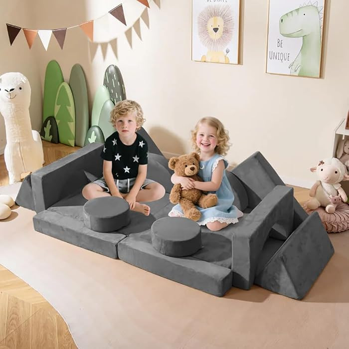 14-Piece Modular Kids Play Couch, Foam Fort Sofa with Washable Covers | Amazon (US)