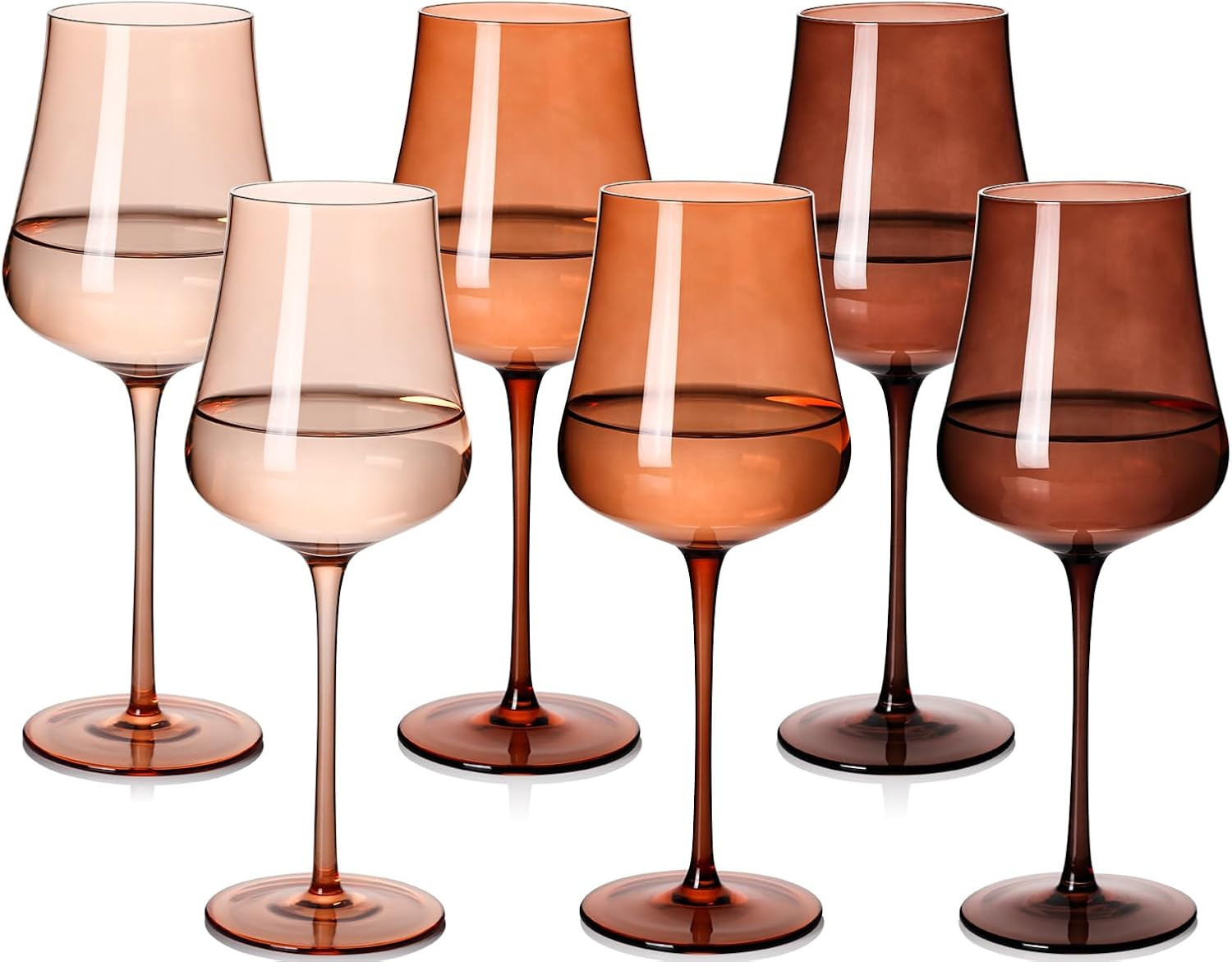 Brown Wine Glasses Set of 6-18oz Hand Blown venus Wine glasses - Unique Gift for Birthday,Wedding, housewarming | Amazon (US)