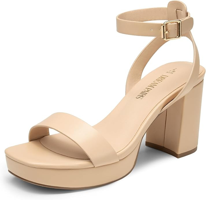 DREAM PAIRS Platform Heels for Women High Block Chunky Open Toe Ankle Strap Heels Fashion Wedding... | Amazon (US)