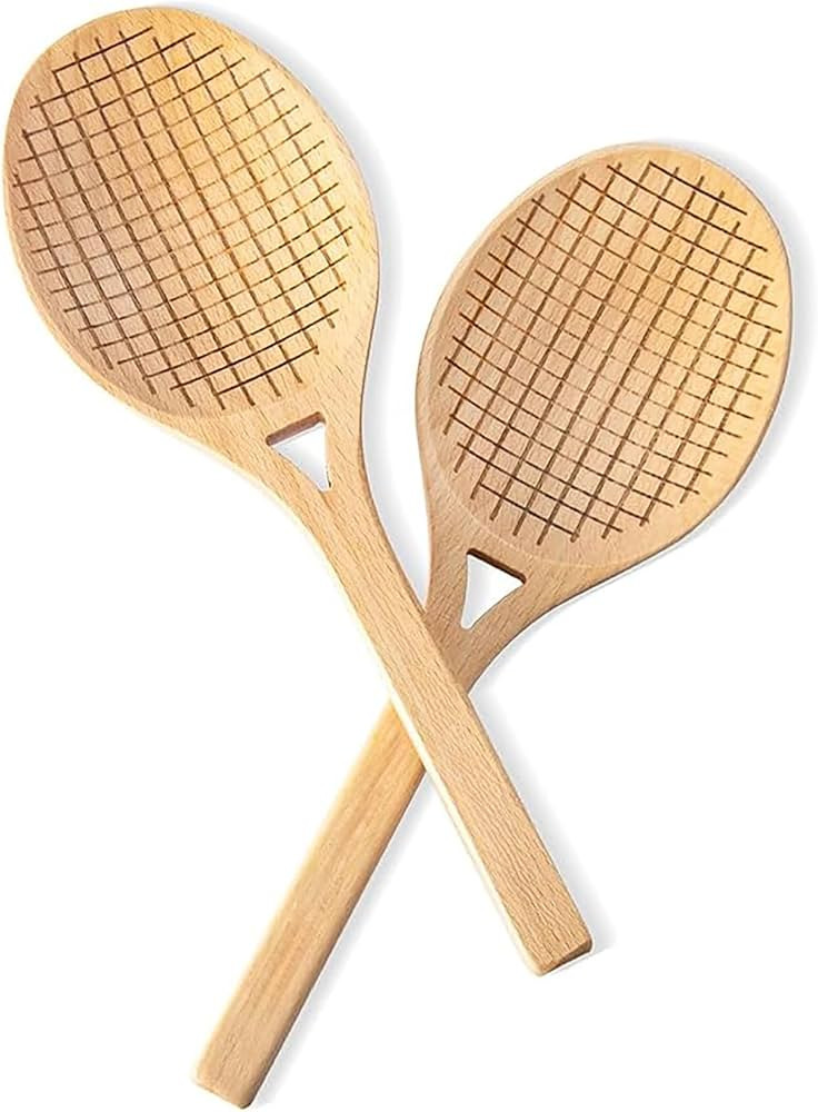 Fox Run Beechwood Tennis Racket Salad Servers, Set of 2 Salad Utensils | Amazon (US)