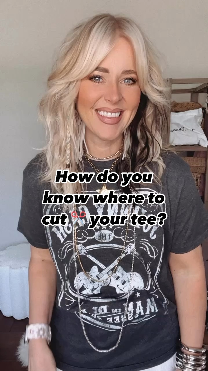 How do you know where to cut your tee? Linking fabric scissors here too! This tee turned out too cute! 👏🏼✂️🥰
•Tee Men’s L
•Pants (linked through my INSTAGRAM) @mindymaesmarket save 💲with code MANDIE15 
•Converse sized down 
•Watchband save with code MANDIE
•Necklaces are @blueyedhorse save with code MANDIE10
concert outfit, festival outfit 


#LTKOver40 #LTKStyleTip #LTKVideo