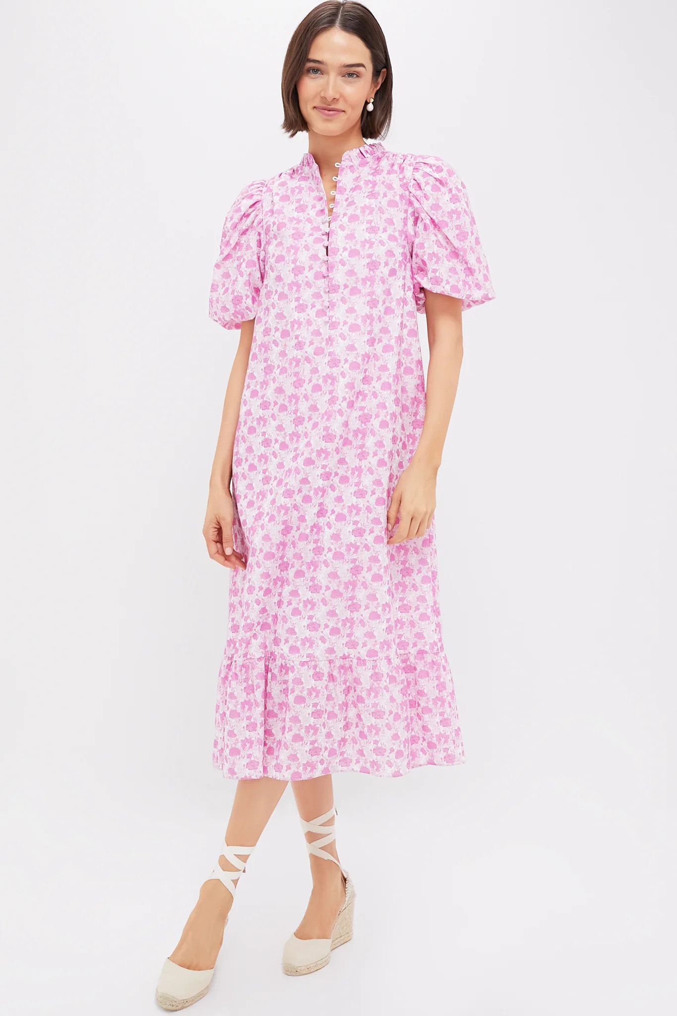 Multi Blue Leafy Floral Mimi Midi Dress | Tuckernuck (US)