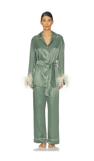 Sleeper Miss Cat Belted Set With Detachable Feathers in Sage. - size L | Revolve Clothing (Global)