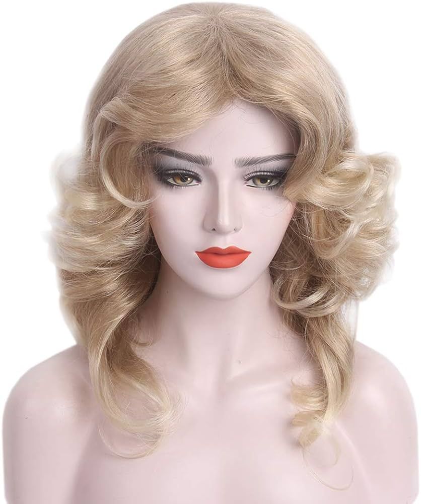 STfantasy 70s Feathered Wigs Disco Costume Blonde Natural for Women Party Fashion Accessory | Amazon (US)