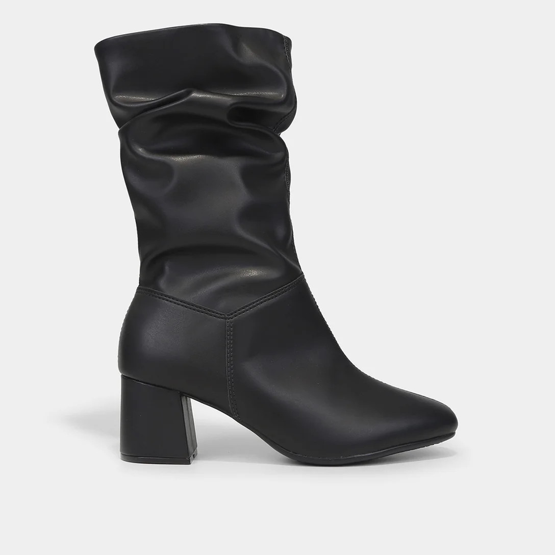 Bota Cano Médio Beira Rio Salto Baixo Feminina - Preto | Netshoes (BR)