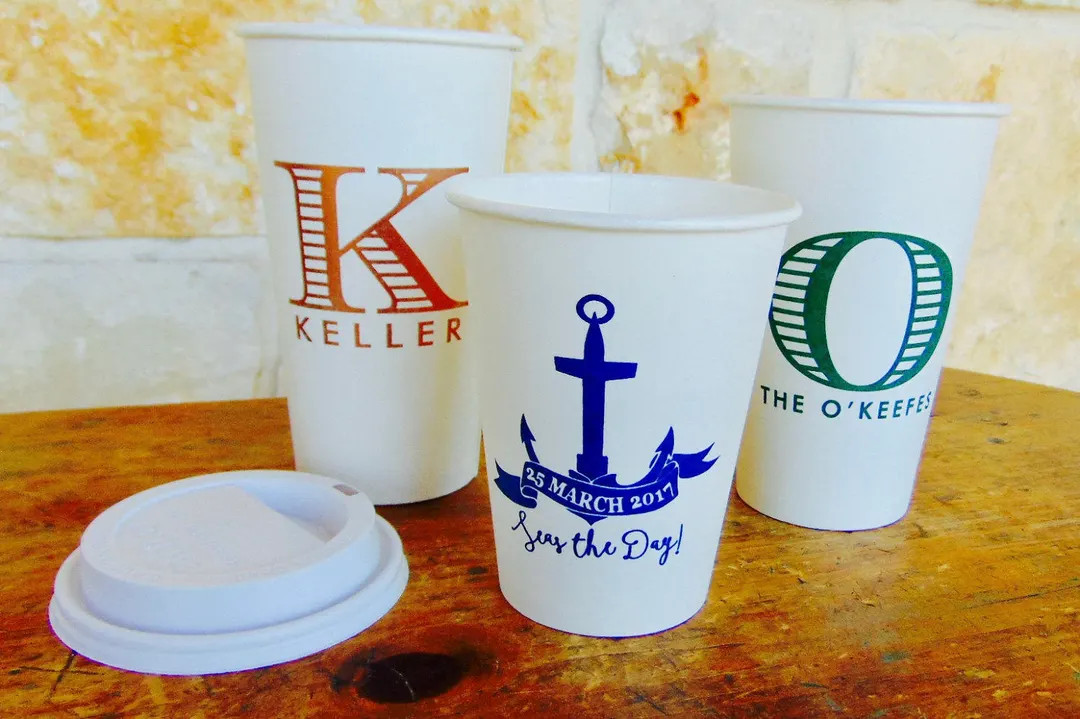 Personalized Disposable Paper Coffee Cups, Monogrammed, Custom, Beverage, Shower, Hot Chocolate, ... | Etsy (US)