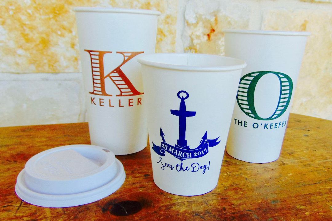 Personalized Disposable Paper Coffee Cups, Monogrammed, Custom, Beverage, Shower, Hot Chocolate, ... | Etsy (US)