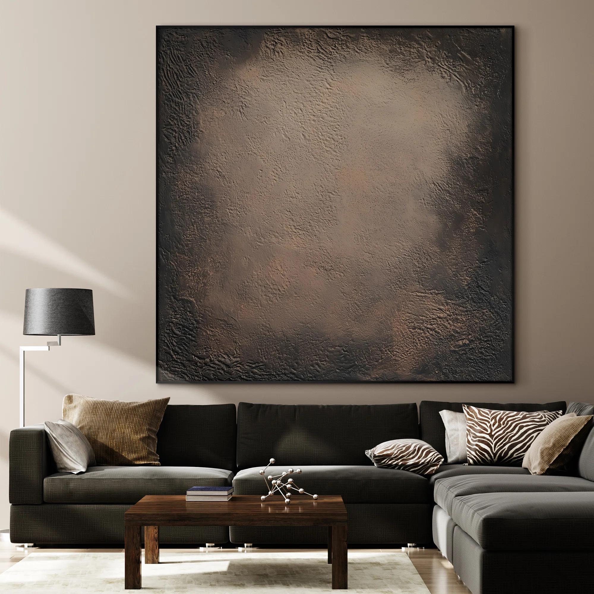 Effect - Moody Brown Abstract Illustrations Extra Large Framed Wall Art - Digital Print (Framed A... | Wayfair North America