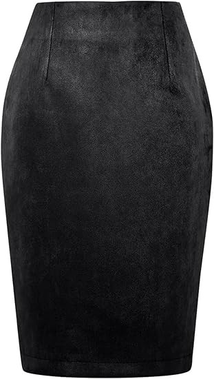 WIFFGO Suede Skirts for Women Fall Winter Mini High Waisted Slit Casual Pencil Bodycon Work Elega... | Amazon (US)