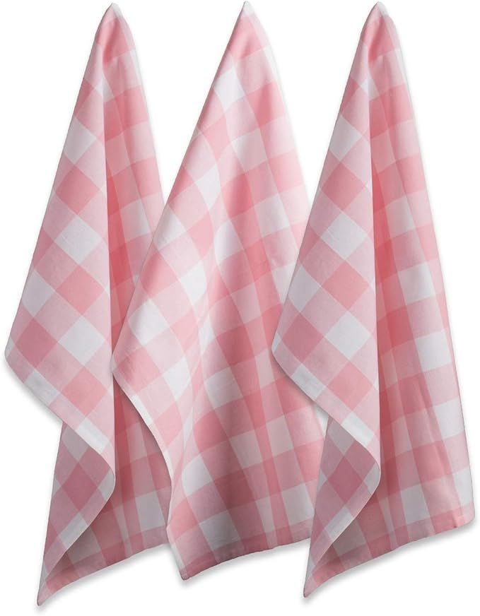 DII Buffalo Check Kitchen Collection, Classic Farmhouse Dishtowel Set, 20x30, Pink &White, 3 Piec... | Amazon (US)