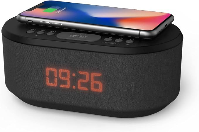 i-box Alarm Clock Radio with Wireless Charging, Bluetooth Speakers, USB Port, Dimmable Night Ligh... | Amazon (US)