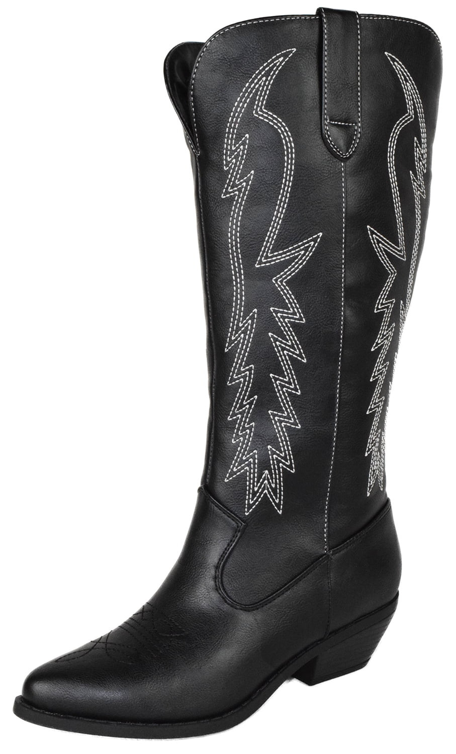 Soda Women Cowgirl Cowboy Western Stitched Boots Pointy Toe Knee High Black 8.5 - Walmart.com | Walmart (US)