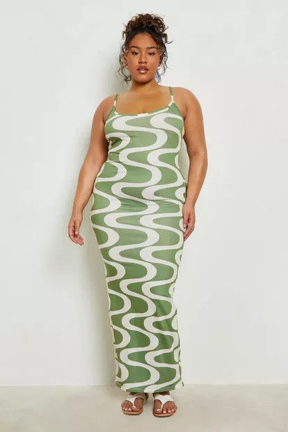 Plus Wave Print Maxi Dress | Boohoo.com (US & CA)