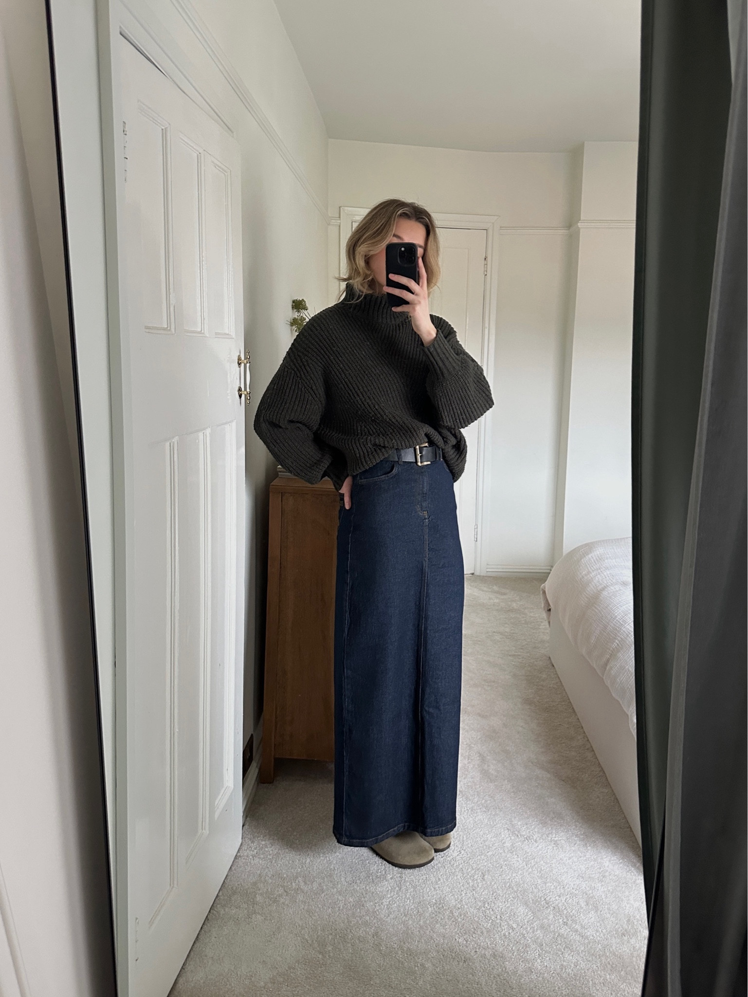 Nobody’s Child, Weekday, ASOS, Birkenstock, Abercrombie & Fitch, maxi skirt, denim skirt, denim maxi, high neck knit, knitwear, oversized knit, black belt, casual style, minimal outfit 

#LTKSeasonal #LTKstyletip #LTKeurope