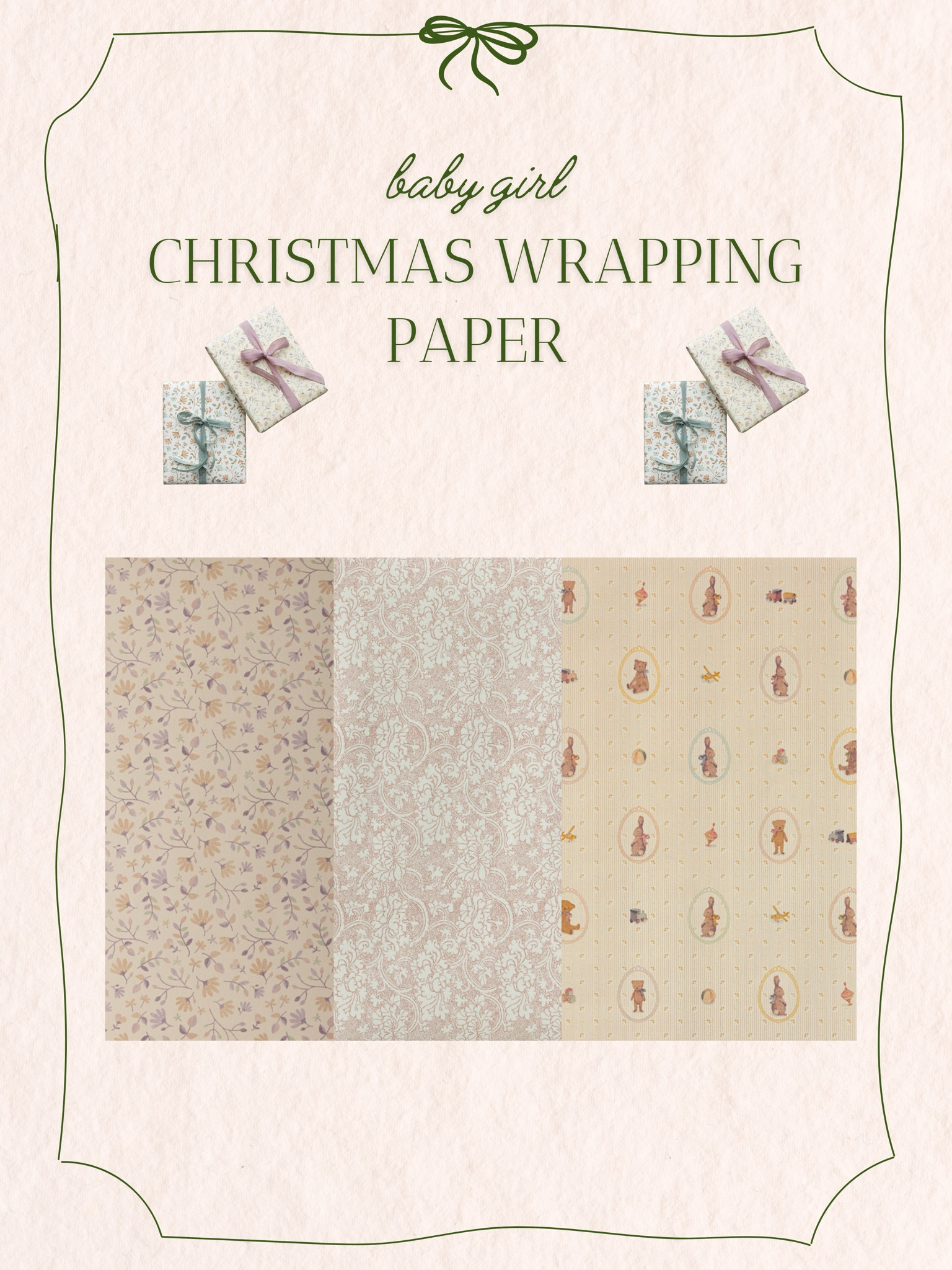 Baby girl Christmas wrapping paper 🎀☁️

#LTKHoliday #LTKSeasonal #LTKBaby