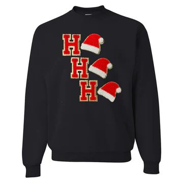 Ho Ho Ho Santa Letter Patch Crewneck Sweatshirt | United Monograms