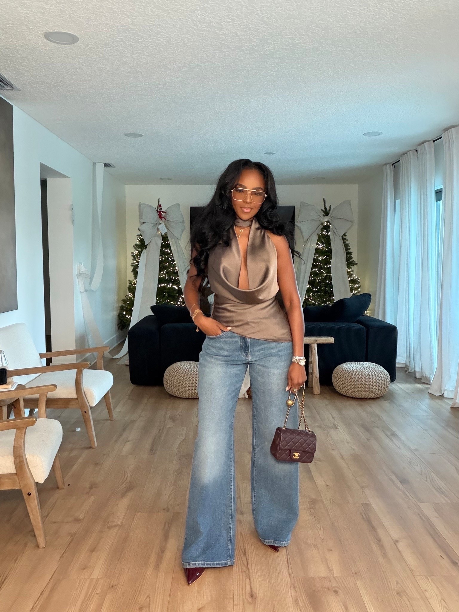 ✨ Elevated denim with a soft, luxe twist
A draped satin-style halter top instantly upgrades classic wide-leg jeans, creating that effortless balance between relaxed and refined. The neutral tone makes this look endlessly versatile while still feeling polished and chic.

Perfect for date night, dinner plans, holiday gatherings, or elevated casual outings.

📏 Sizing:
Top: Small  
Jeans: 27 Long  
Measurements: 5’4” · 138 lbs · 34D · 27” waist · 40” hips

Wide leg jeans outfit, satin halter top look, elevated casual style, chic denim outfit ideas, neutral holiday outfit, effortless evening look.

Follow me on Instagram and YouTube @kirasfashionfinds

#LTKootd #LTKgrwm